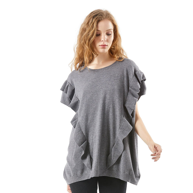 Ruched Sleeve Women Clothing Casual Quantity Western Spring Sweater