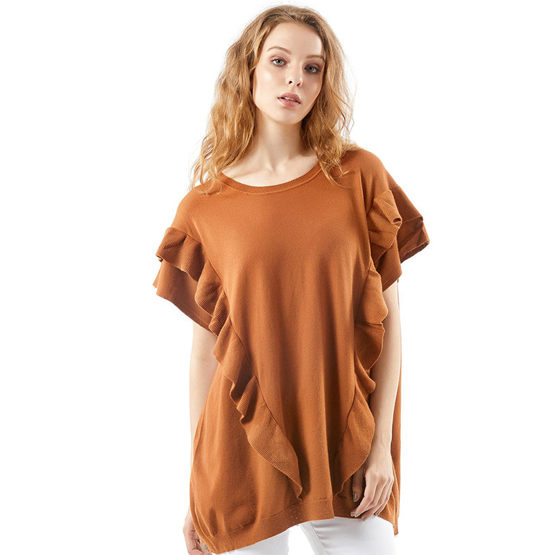 Ruched Sleeve Women Clothing Casual Quantity Western Spring Sweater